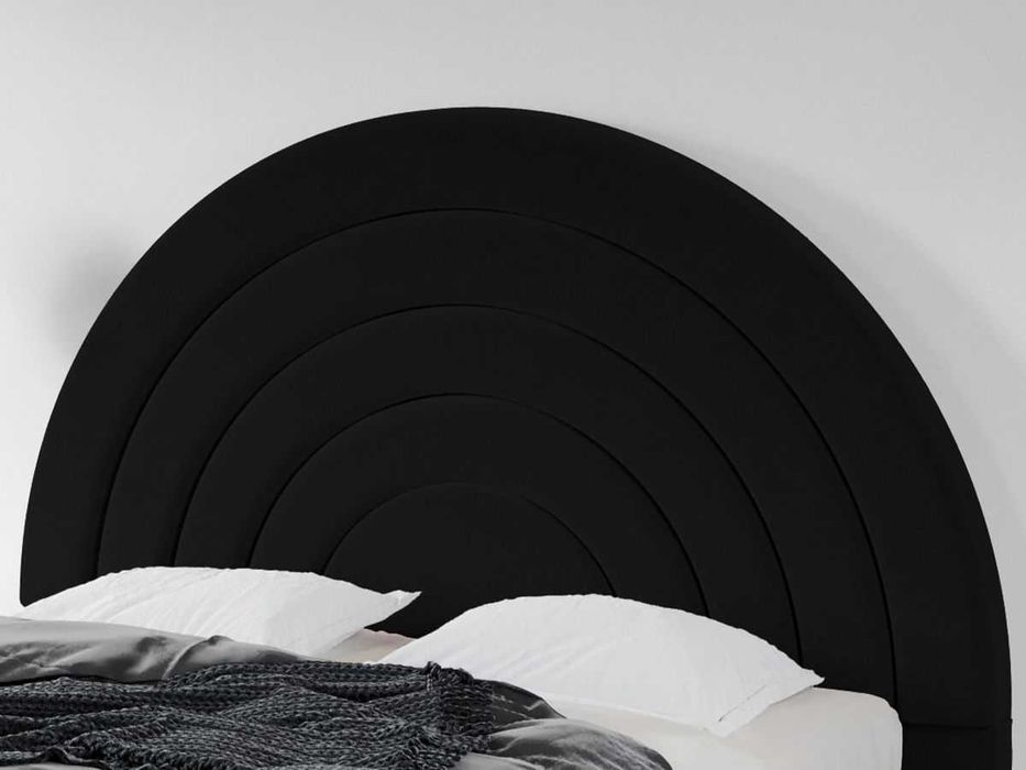 Pat Tapitat Leo Negru Velluto 20 cu tablie semirotunda rabatabil