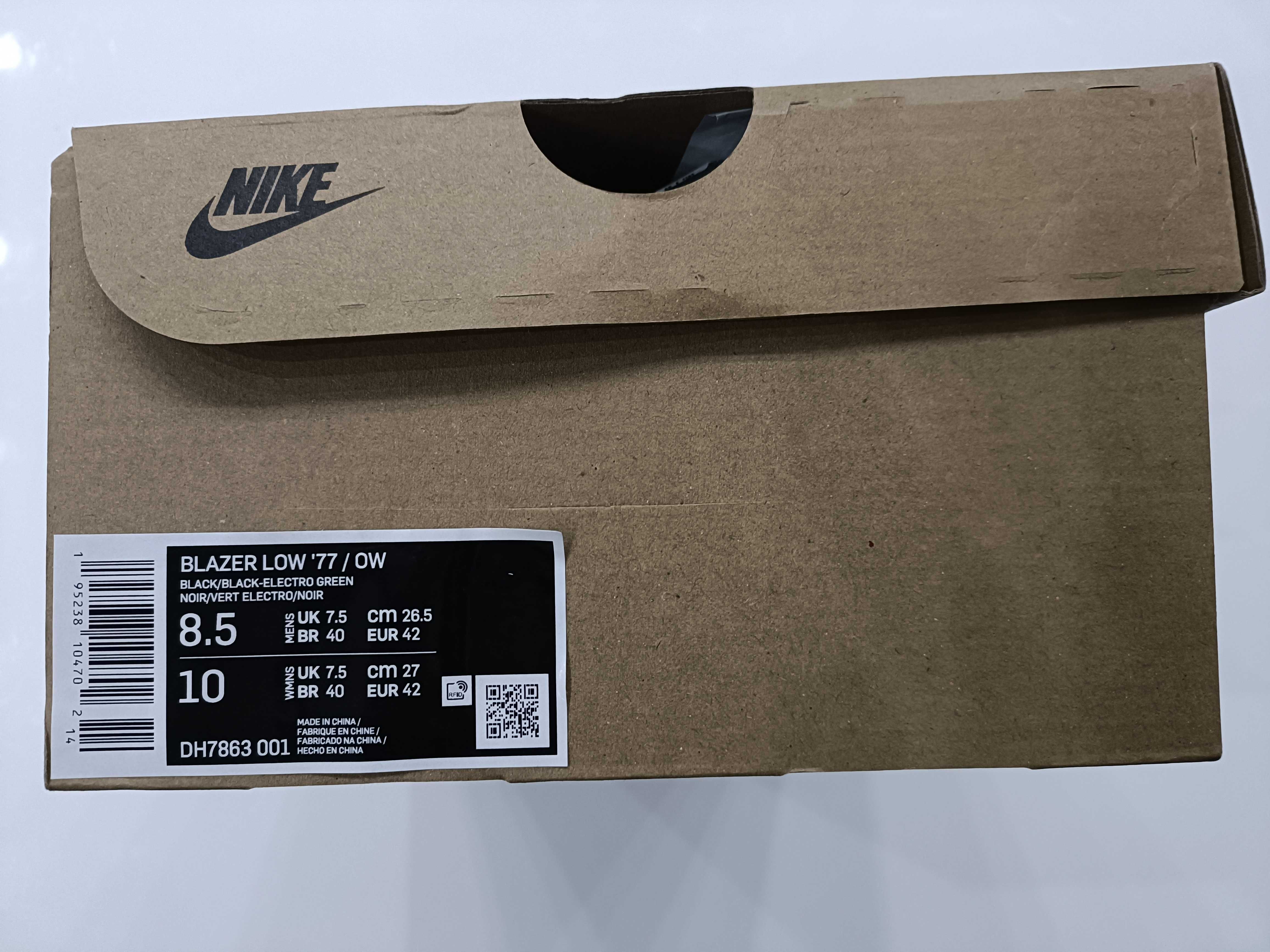 Nike Off-White x Blazer Low 'Black' masura 42, noi