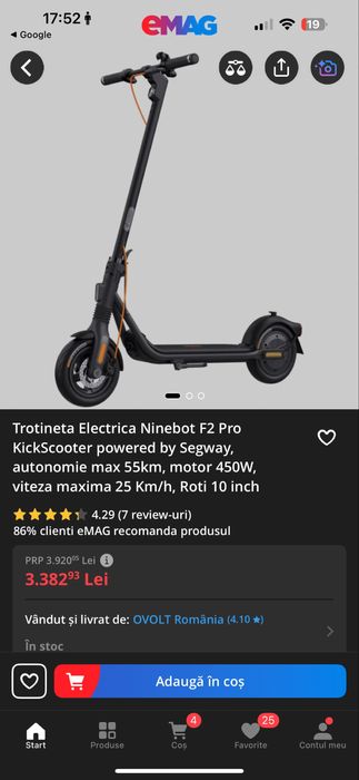 Trotinneta electrica Ninebot F2 Pro 2 2025