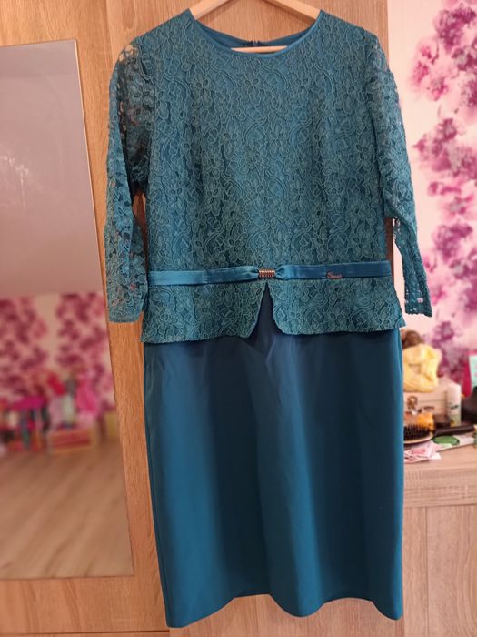 Рокля, тюркоазен цвят, 54 размер