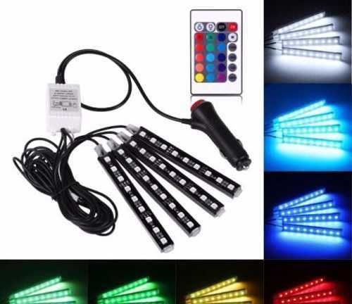 RGB подсветка ног и салона авто со звуковым контроллером 4 модуля aaa