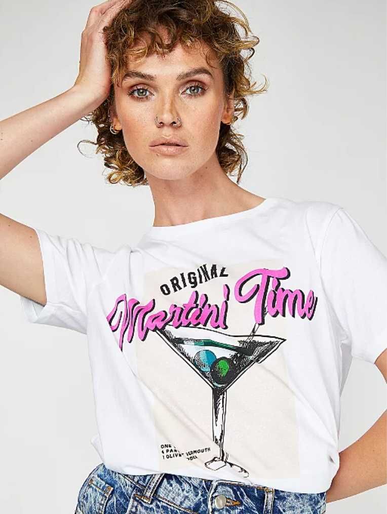 Tricou bumbac cu imprimeu Martini Time femeie marimea UK 12/M