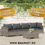 Set mobilier de gradina/terasa cu perne canapea/coltar Gri Ratan NOU