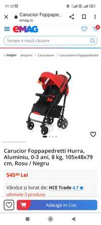 Carucior Foppapedretti Hurra, Aluminiu, 0-3 ani, 8 kg, 105x48x79 cm