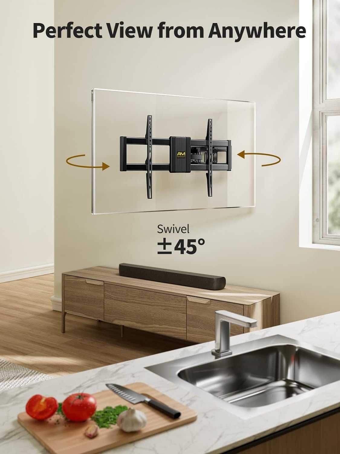 Suport TV de perete reglabil, Alphamount, diagonala 94-190cm, Pret Fix