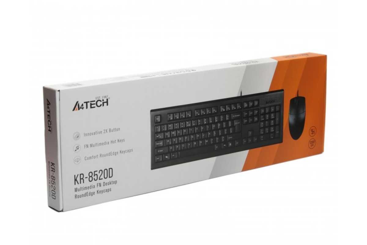 Комплект (клавиатура + мышь) A4TECH KR-8520D (Белого цвета)