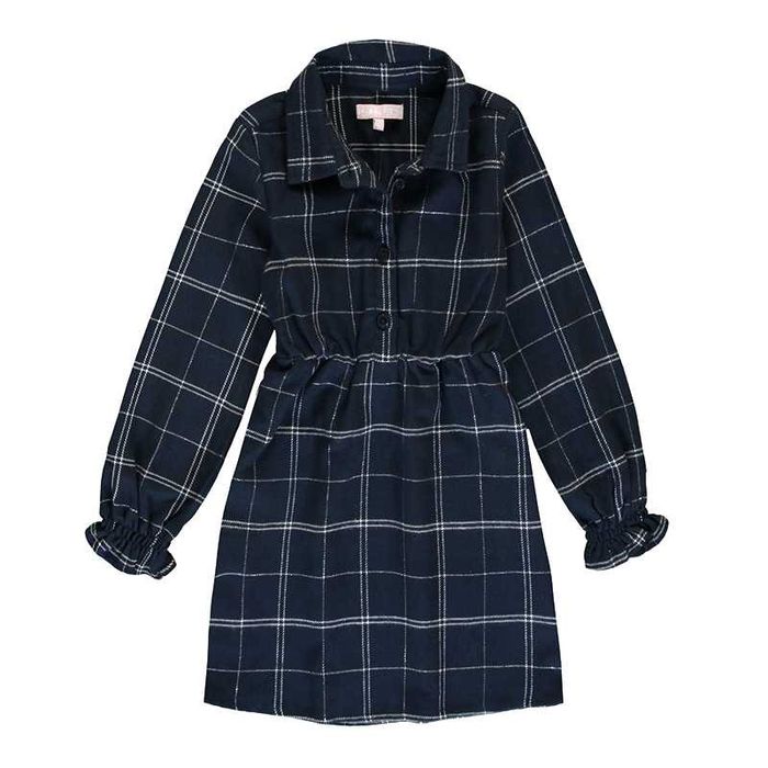 Rochie fete cu maneca lunga, bleumarin, ptr. 4,5,6,7,9 si 10 ani