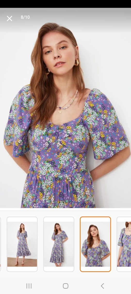 Rochie de vară florală, mărimea L %Vâscoza