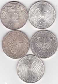 5 monede Germania 10 marci 1972 1988 F comemorative argint