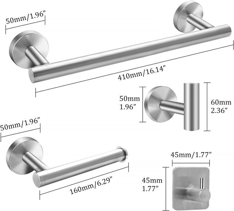 Set suport pentru baie inox 5 buc prosop hârtie igienica