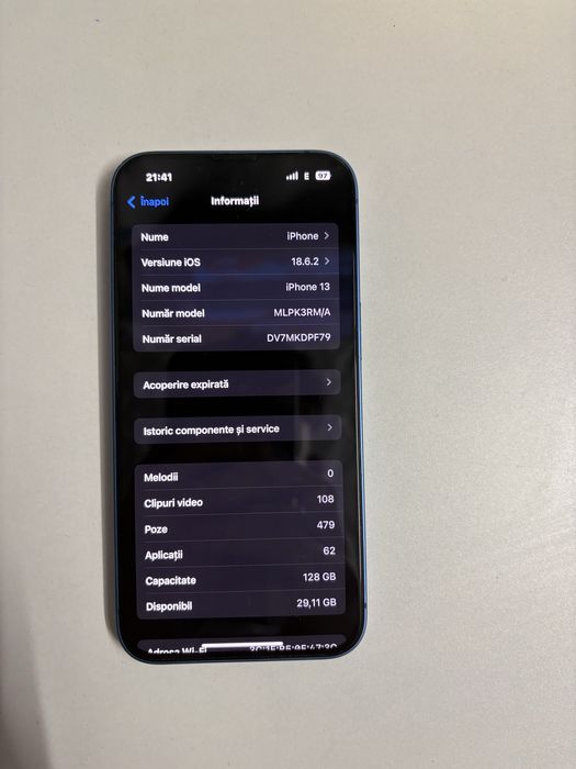 Iphone 13 blue se vinde doar în Rm.Vâlce