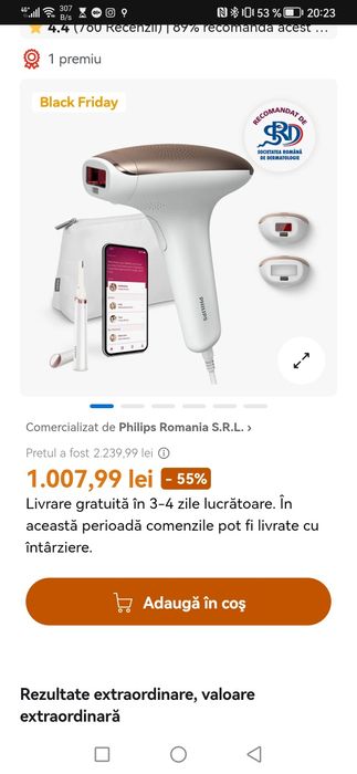 Philips LUMEA laser advanced epilator smart