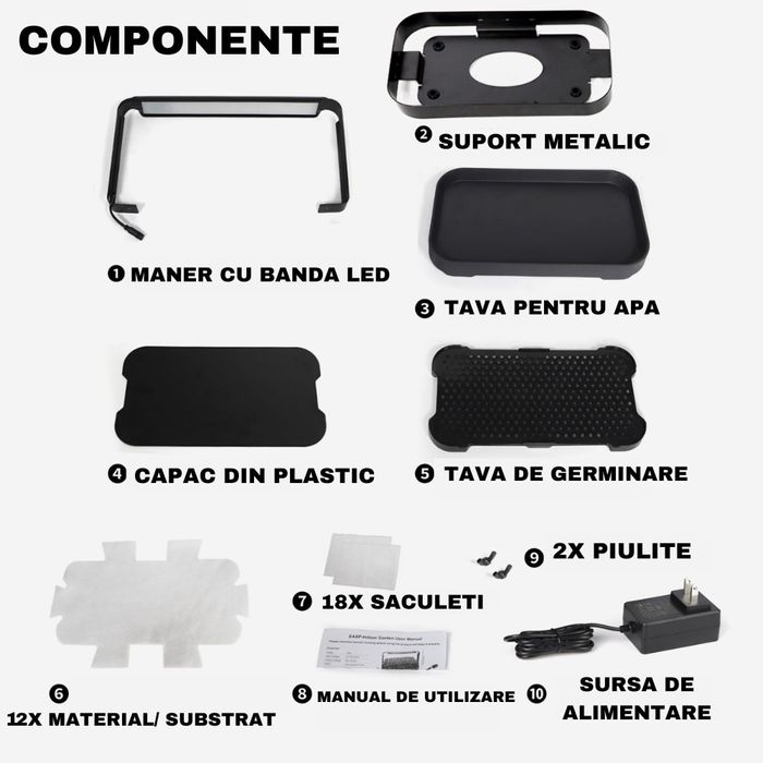 Kit crestere microplante hidroponic