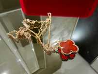Van Cleef & Arpels VCA Rose Gold Red 1 Alhambra Clover Дамско Колие