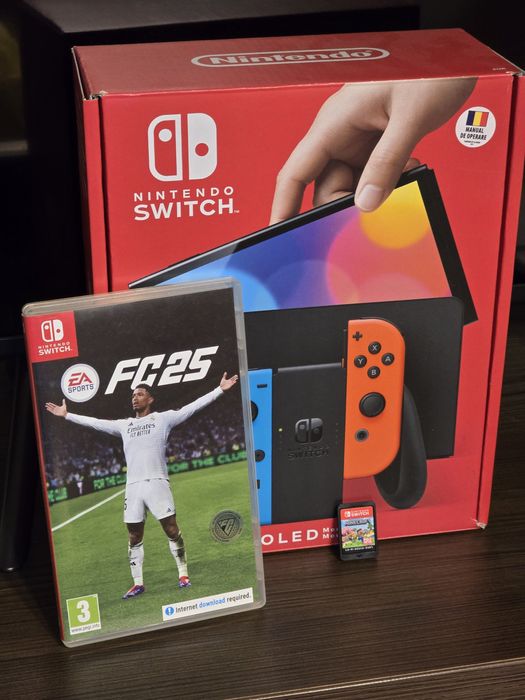 Nintendo Switch OLED full box + plus multe accesorii