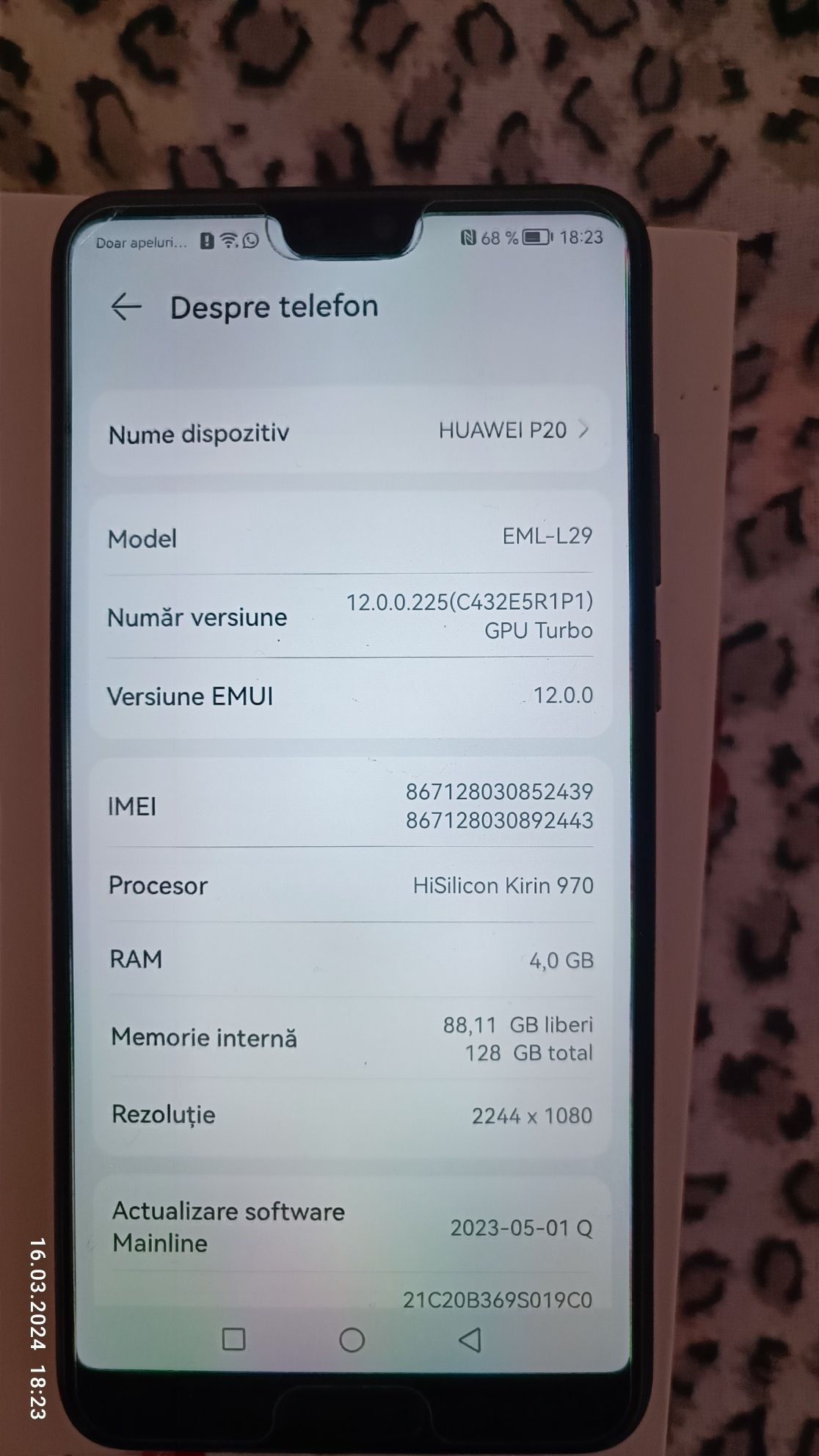 Huawei P20 cu Android si EMUI 12.0.0