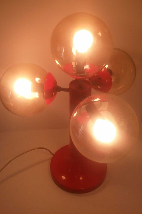 Ретро чеверна настолна лампа с 4 крушки VEB EGEM Halberstadt space age