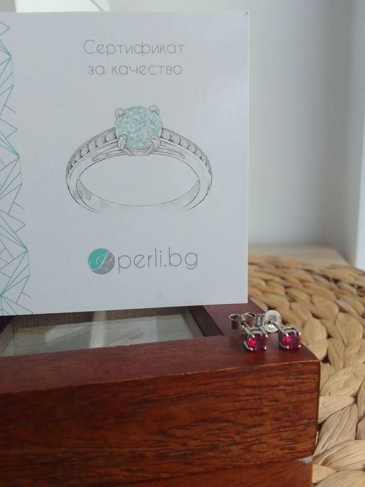 Сребърни обеци с естествен Розов Топаз/Висулка опалит/Висулка