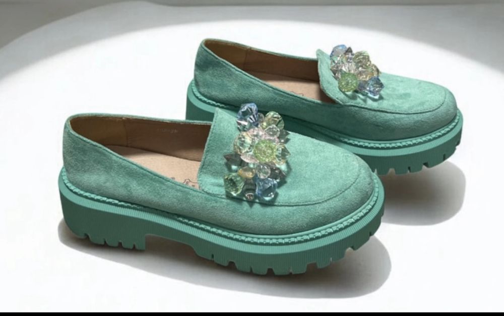 Pantofi damă turcoaz cu aplicații decorative – Seastar