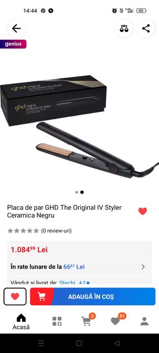 Vand  placa GHD gold si neagra pro salon frizerie - paravan cada