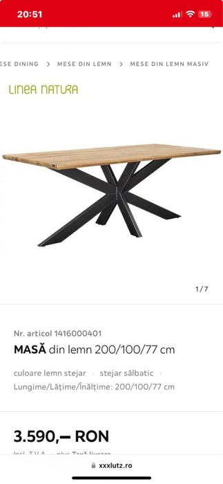 Masa de lemn stratificat pentru living