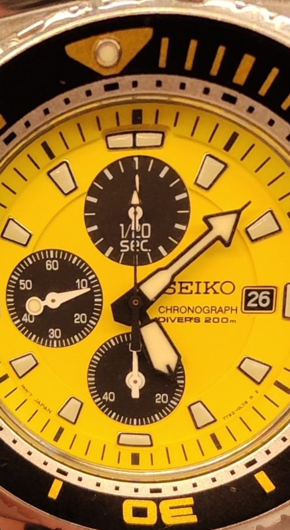 Seiko cesar 7t92 cadran galben cronograf
