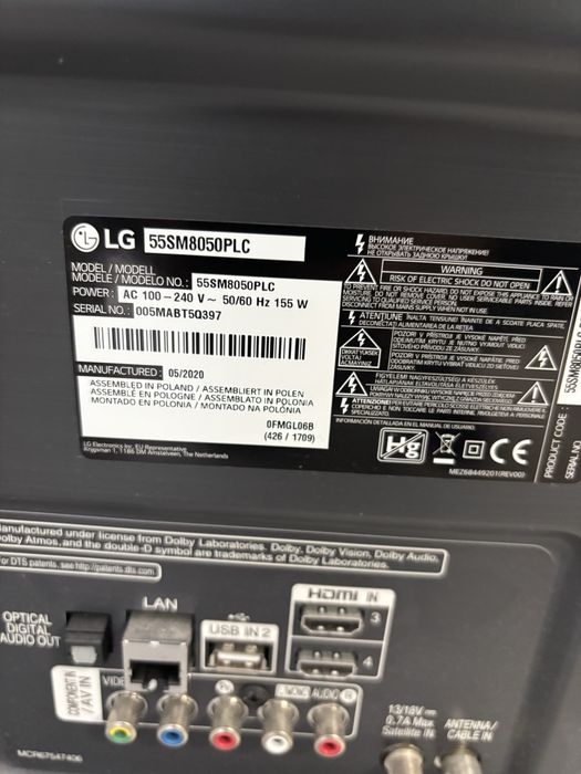TV LG 4K Smart 55 inch Nanocell 55SM8050PDLC