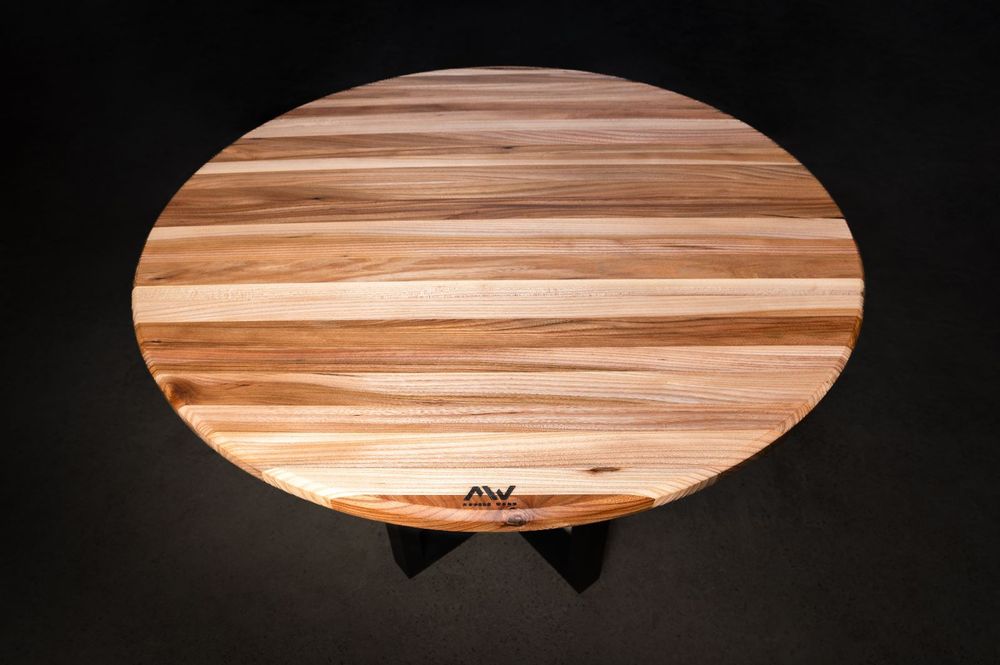 Masă rotundă din lemn de ulm