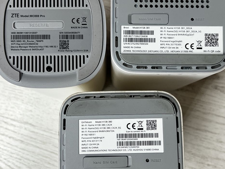 Router 5G , Brovi H158-381 , Zte MC888 Pro, GH Telekom H158-380