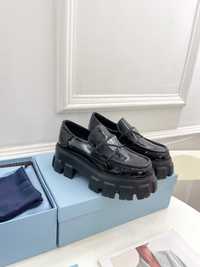 Loafer Prada Monolith lac, marimi 35-40, mocasini pantofi Premium