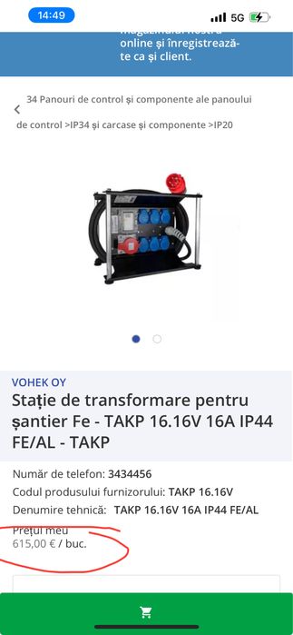 Tablou distribuție curent VOHEK TAKP 16.16V – Finlanda