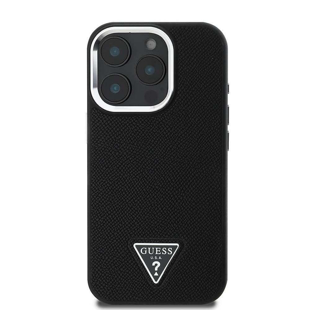 Guess grained triangle magsafe кейс за iphone 16 pro – черен