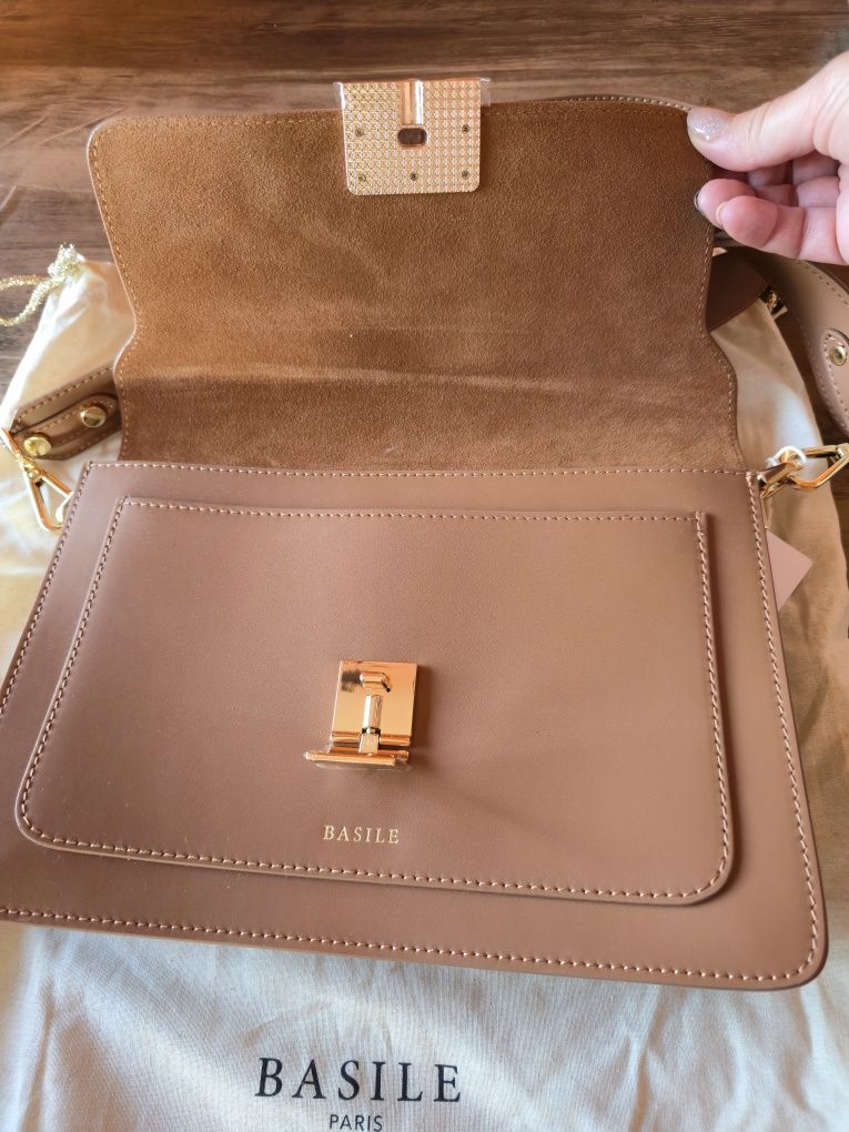 Оригинална Нова чанта Basile Apolon Camel, естествена кожа