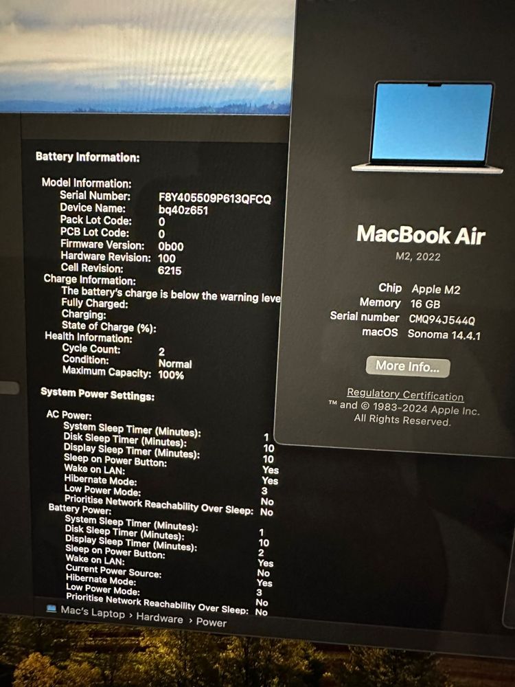  MacBook Air 13.6 inch M2 / 16 GB/ 512 SSD / Grey
