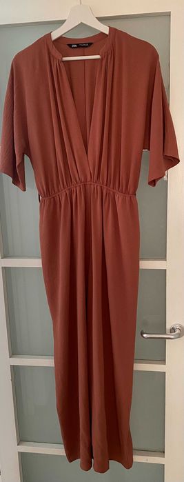 Salopeta Lunga/Combinezon larg, Zara, Roz, marimea M, maneca scurta