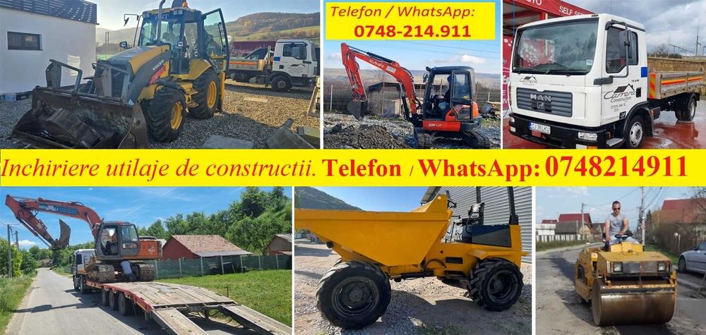 Utilaje constructii: Excavator, MIniexcavator, Buldoexcavatoe, Dumper