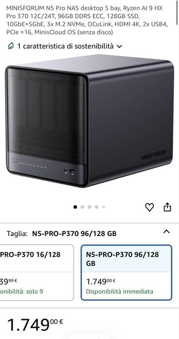 MINISFORUM N5 Pro NAS 2025 - Ryzen 9 Ai/96/2Tb - sigilat