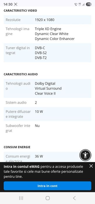 Se vinde TV nonsmart