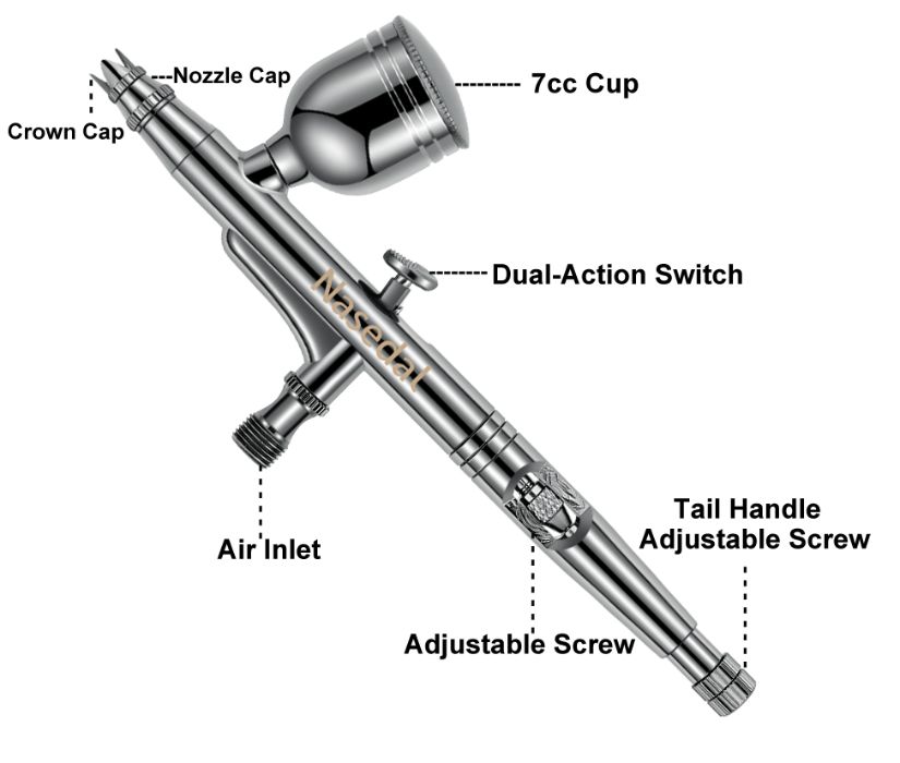 Aerograf + mini compresor portabil cu functie START/STOP