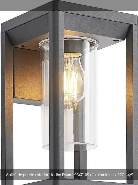 Aplică de perete exterior Lindby Estami 9647105 din aluminiu 1x E27.