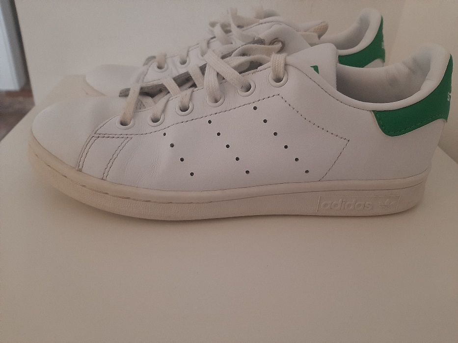 Adidasi ADIDAS Stan Smith alb verde piele ecologica pantofi sneakers