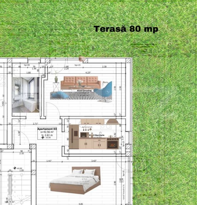 Apartament de vanzare, cu 2 camere + Gradina 80 mp, zona Ciarda Rosie