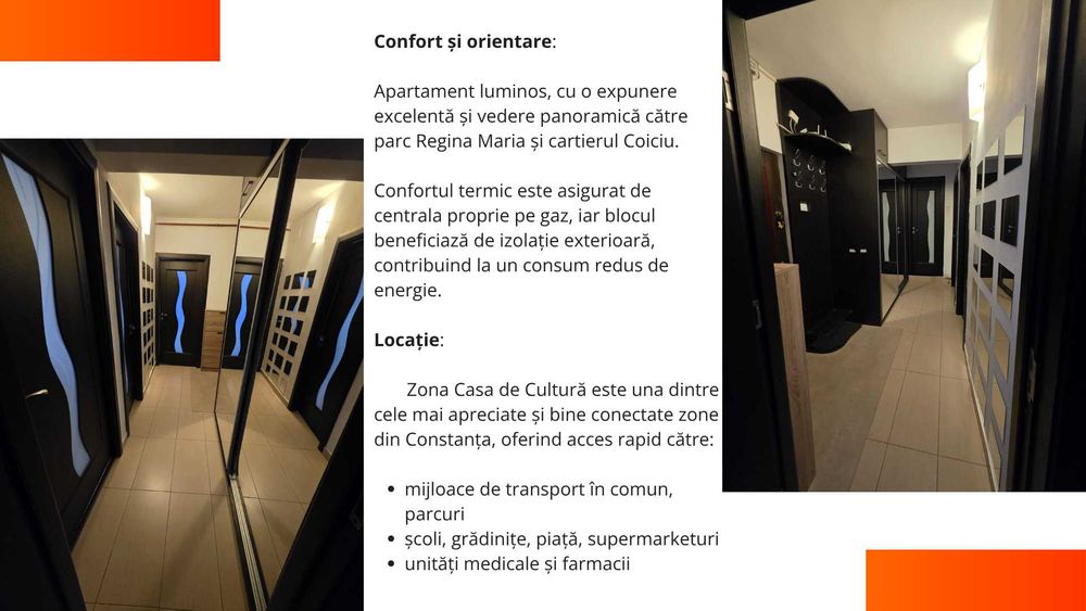 Vânzare apartament 2 camere – 48,09 mp–Zona Casa de Cultură, Constanța