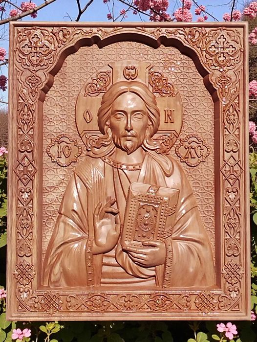 Икона на Исус Христос - авторска дърворезба -Промоция!!!