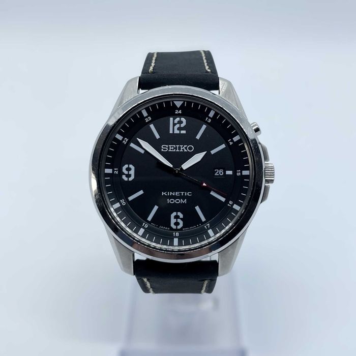 Seiko Kinetic – кенетичен мъжки часовник 42,5мм черен антрацит