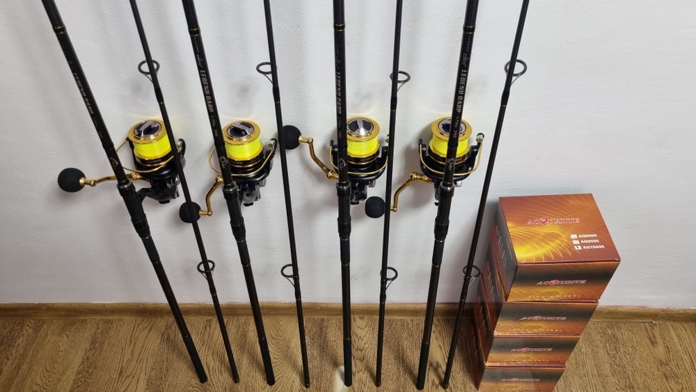 SET 4 Lansete FL LEGEND CARP 3.90 3.75 Lbs + 4 Mulinete AQUASITE 10000