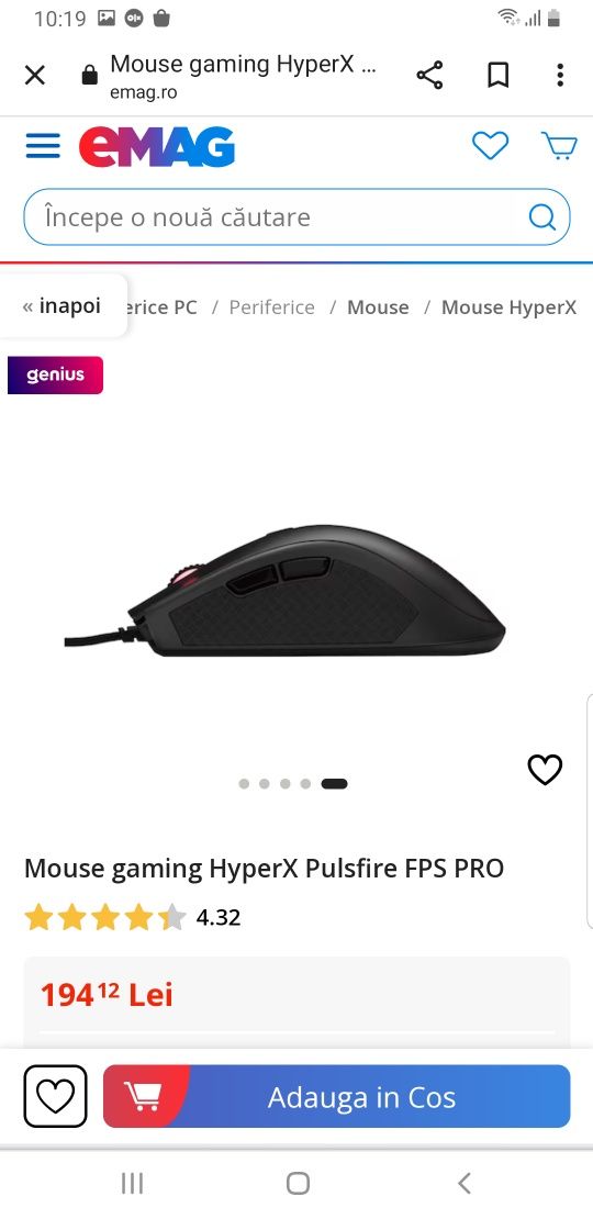 Vand Mouse Gaming Hyperx