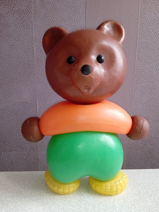 Игрушка СССР "Мишка в лаптях", пластмасса Охтален 35 см