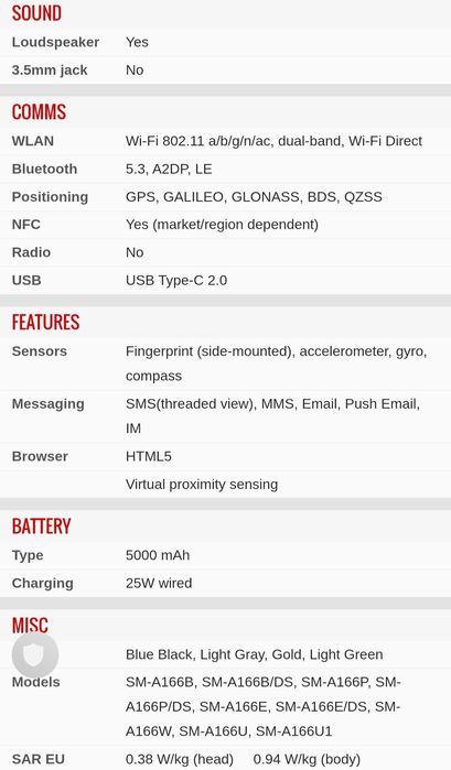 Samsung A16 Model 5G ca Nou