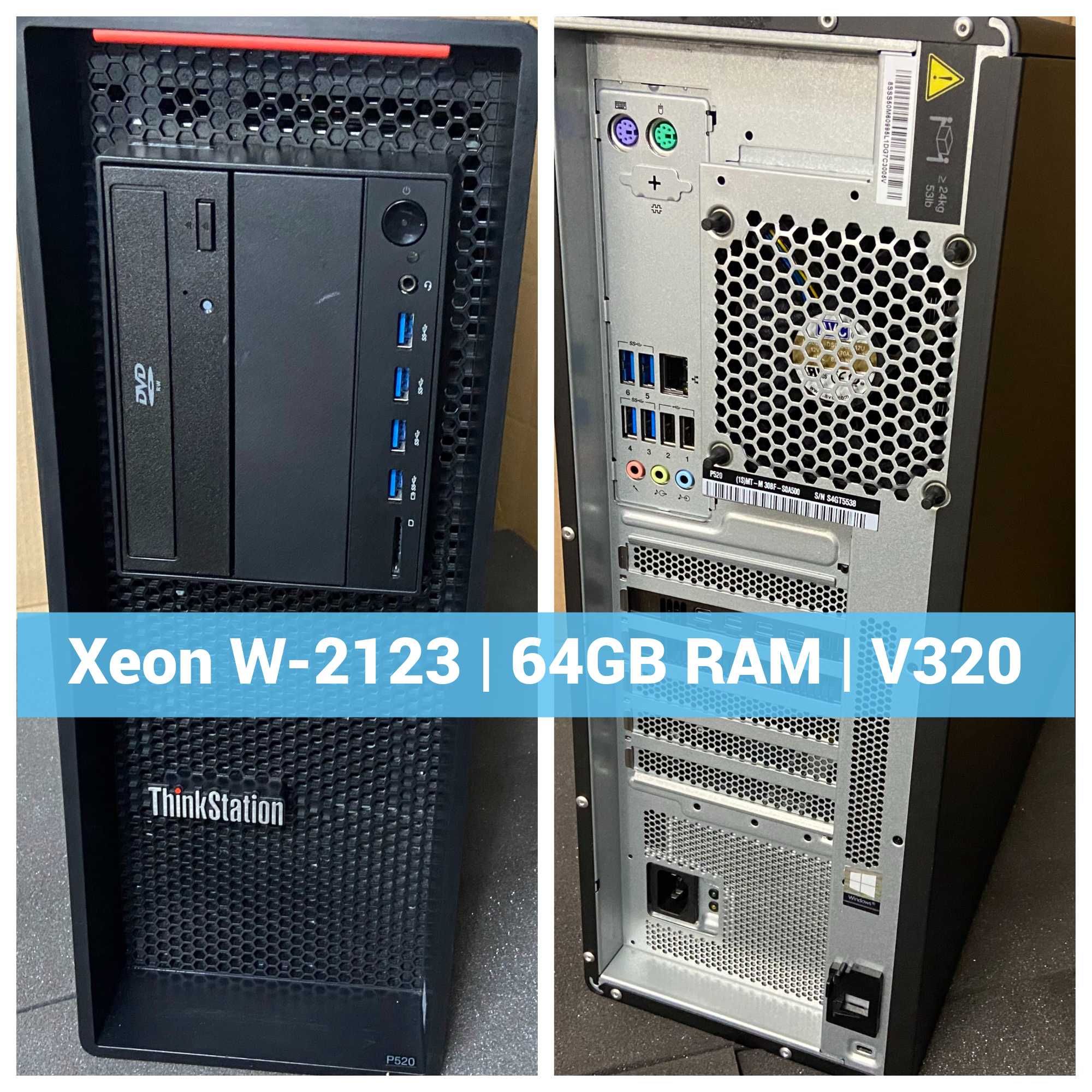 Lenovo P520 Xeon W-2123, 64GB DDR4, AMD Pro GPU, 512GB SSD workstation